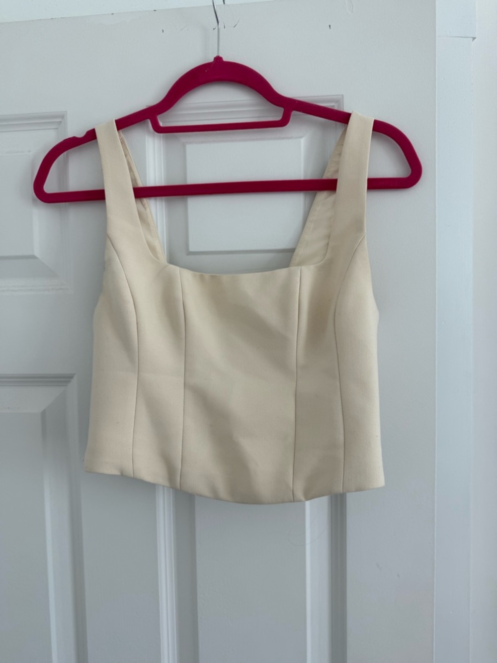 Show Me Your MuMu Cream Square-Neck Crop Top